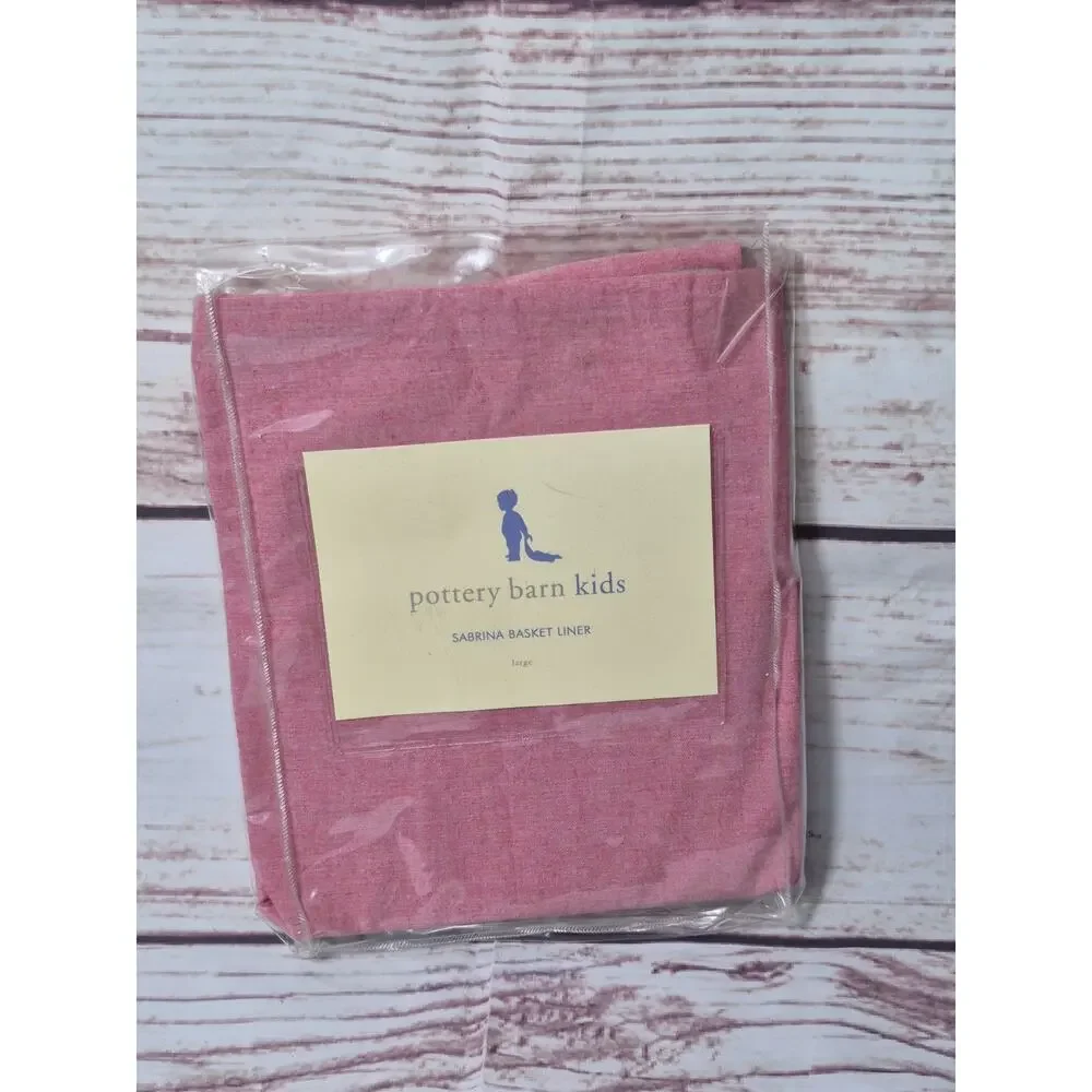 Pottery Barn Kids Sabrina Pink Basket Liner Large 100% Cotton Open Package